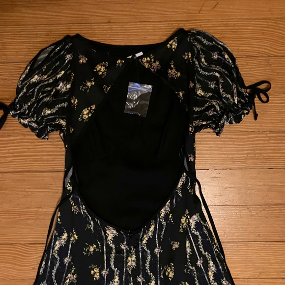 NWOT Free People Magdalena Midi dress in Black/Yellow Floral Sz 0. - Picture 7 of 12